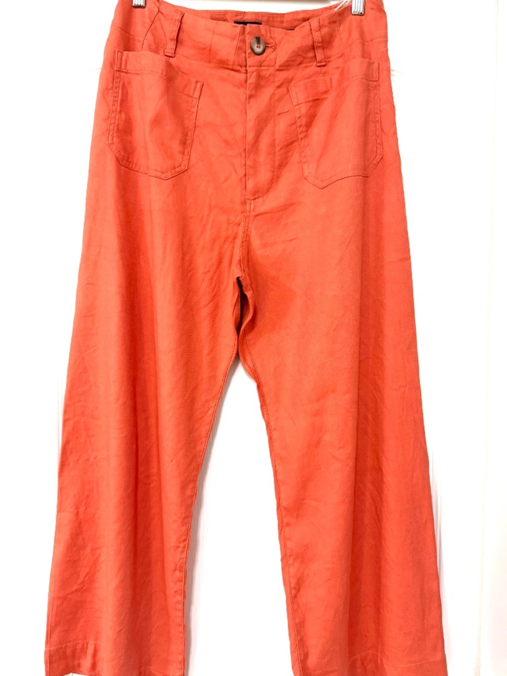 Anthropologie Maeve The Colette Crop Wide Leg Linen Blend Pants Orange Size 31 - Picture 2 of 12